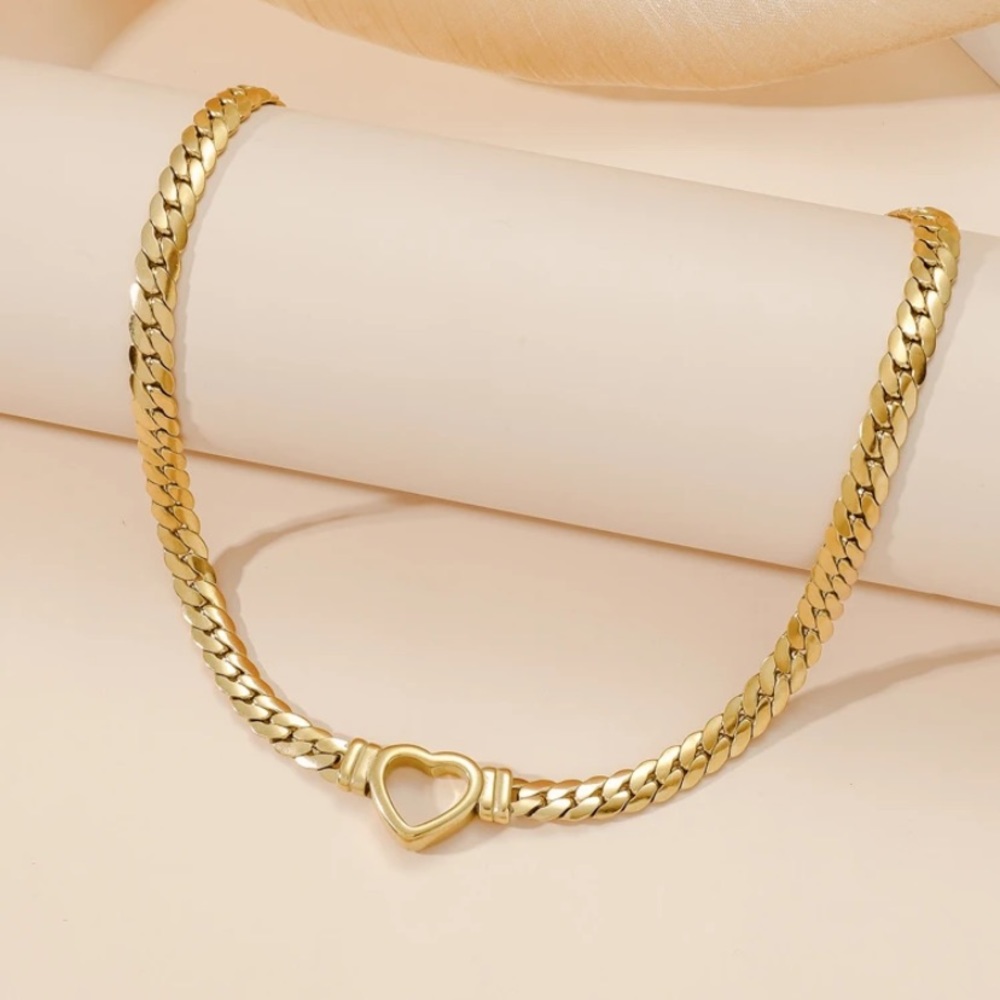 1pc Heart Titanium Steel Chain Necklace,